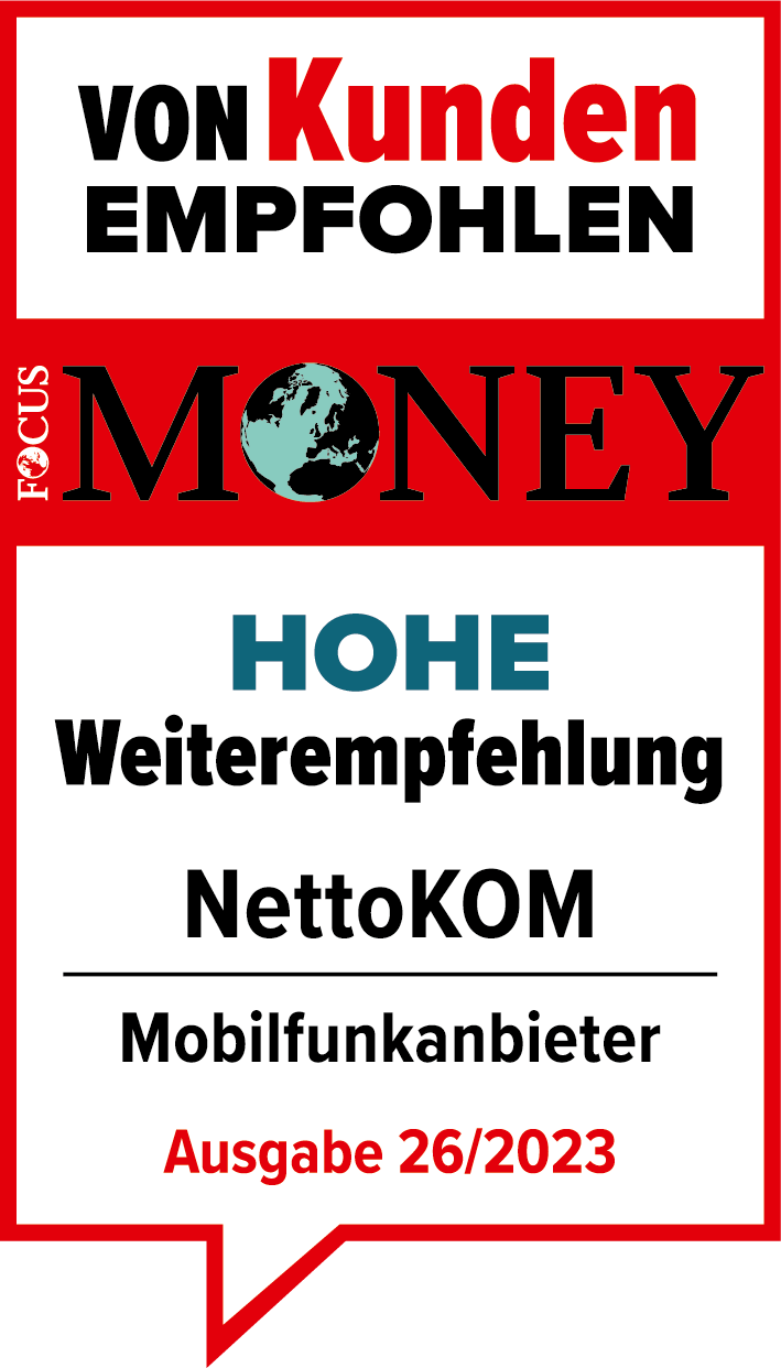 Focus Money hat Nettokom 2022 für eine hohe Weiterempfehlung von Kunden ausgezeichnet
